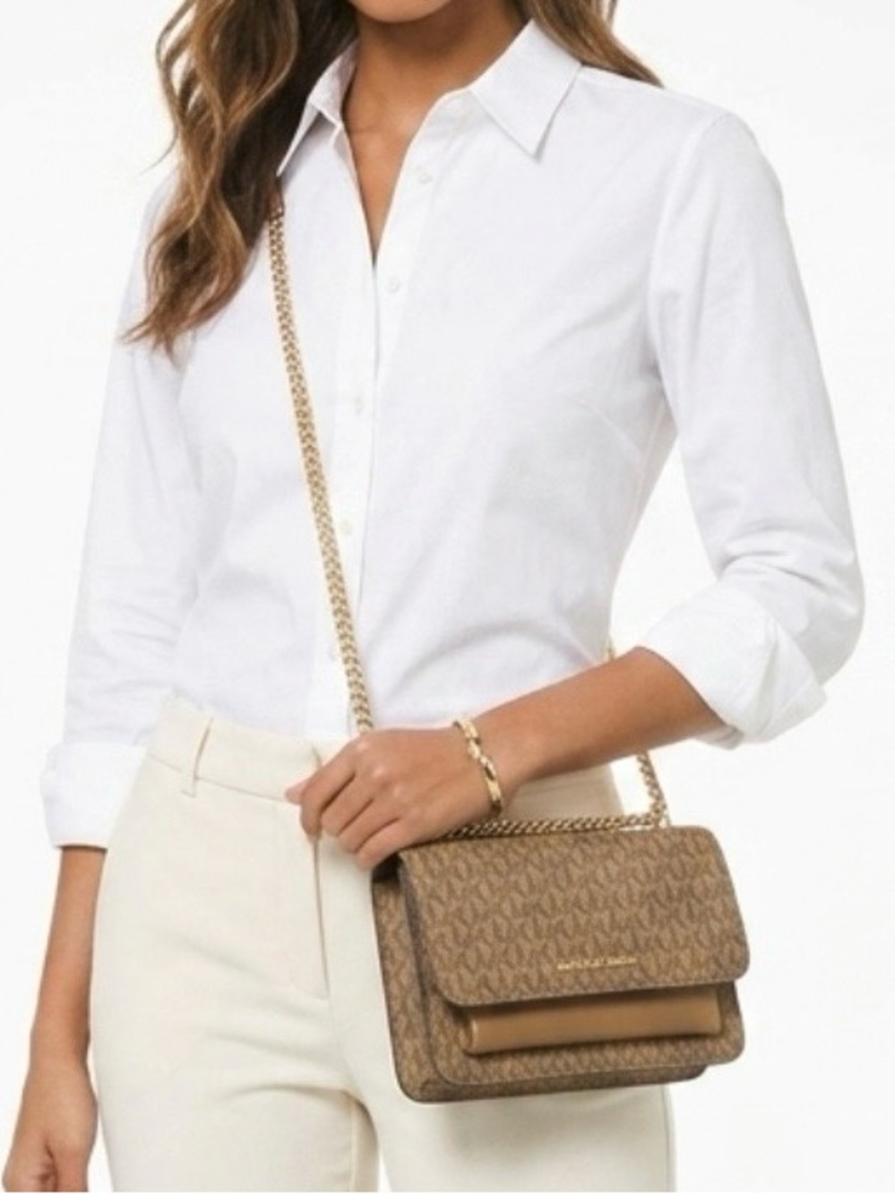 MICHAEL KORS Claire Brown Crossbody In Husk Color NWT MSRP $258